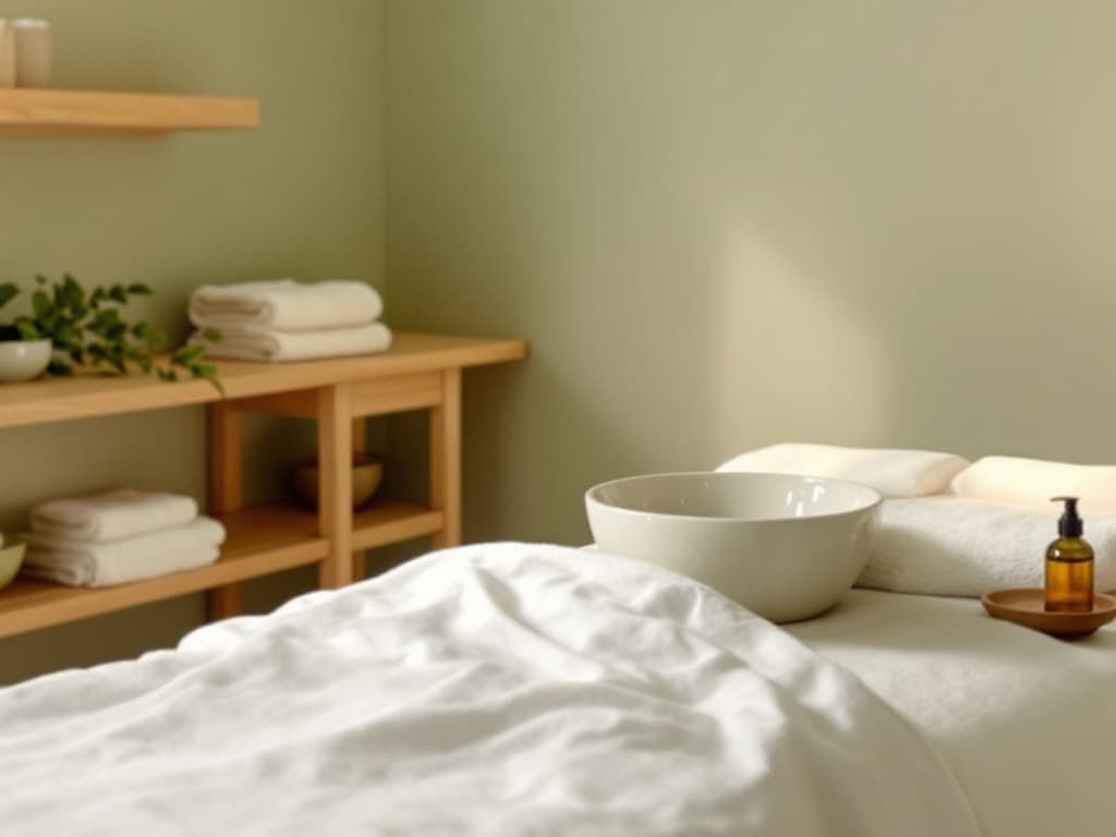 Maru Head Spa treatment room with scalp-washing basin and soft linens