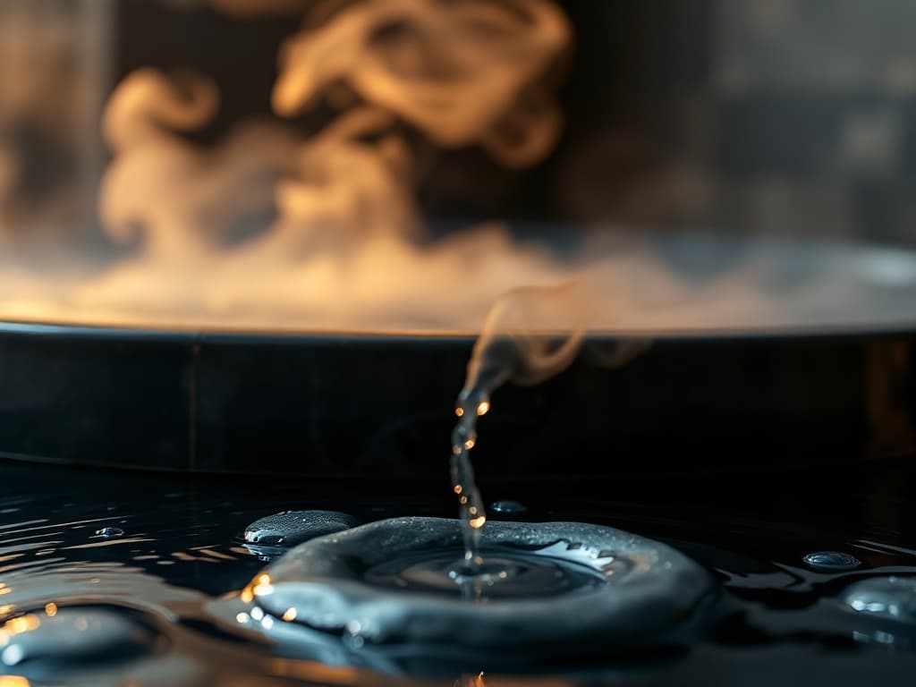 Steam rising over the basin